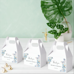 Ballotins Romantique bleu poussiéreux Fleurs Merci Mariage