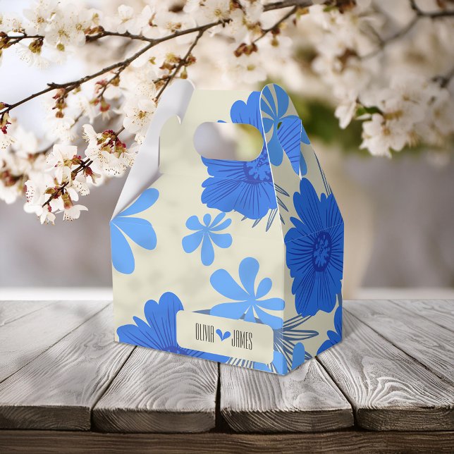 Ballotins Romantique Blue Floral Mariage Favor Box (Créateur téléchargé)