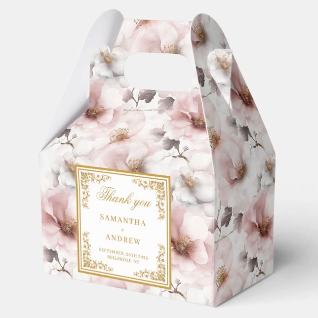 Ballotins Romantique et intemporelle flush boîte de faveur d (Romantic & Timeless blush floral wedding favor box)