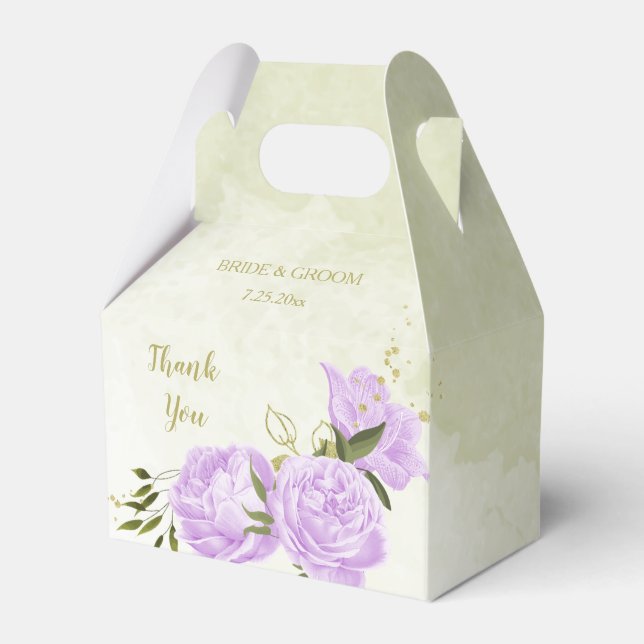 Ballotins Romantique fleurs violet vert mariage (Verso)