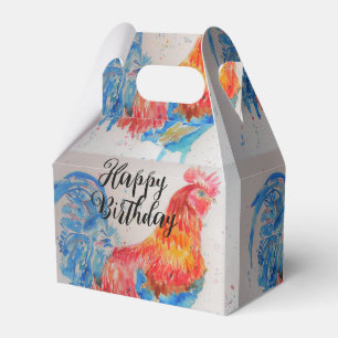 Ballotins Rooster Rouge aquarelle peinture Joyeux anniversai