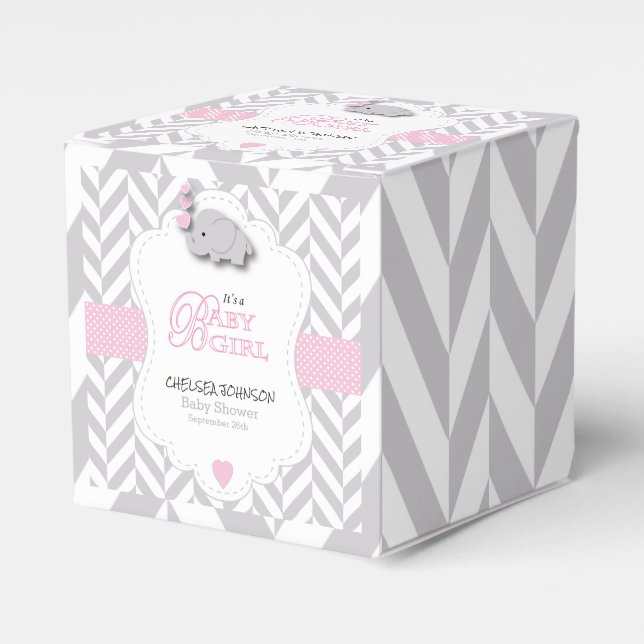 Ballotins Rose, Blanc Éléphant Gris Baby Shower (Verso)
