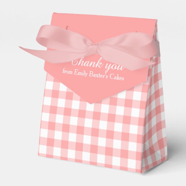 Ballotins Rose blanc en vichy motif merci boîte cadeau (Verso)
