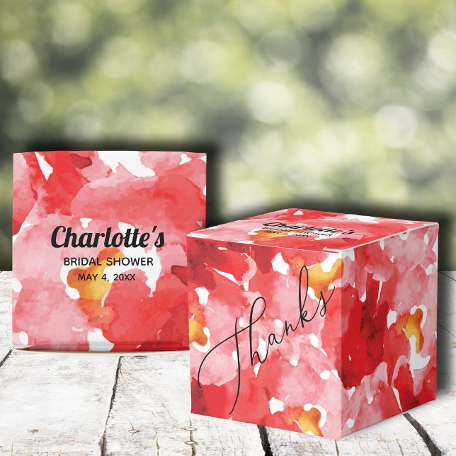 Ballotins Rose Collage Derby Fête des mariées Carré (Red roses floral bridal shower 2" square favor boxes)