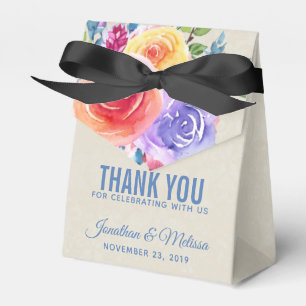 Ballotins Rose coloré Aquarelle Floral Mariage Merci