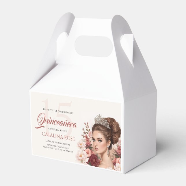 Ballotins Rose Faveur de Quinceañera Élégante aux Teintes Ro (Verso)