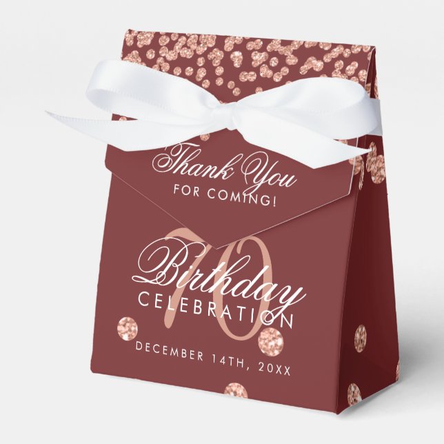 Ballotins Rose Gold Bourgogne 70 Anniversaire Merci Confetti (Verso)