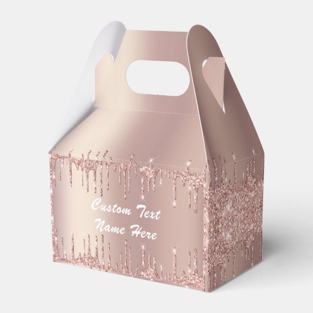 Ballotins Rose Gold Glitter Texte personnalisé Votre nom Boî (Arrière)