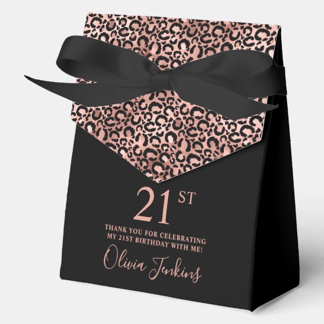 Ballotins Rose Gold Imprimé Léopard Merci pour 21 ans  (Recto)