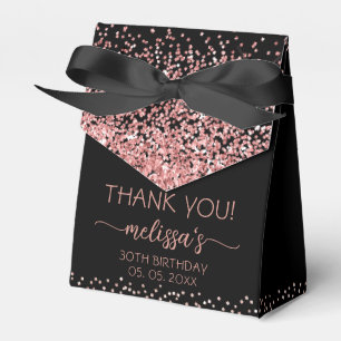 Ballotins Rose Gold Pailleté Merci Anniversaire Noir