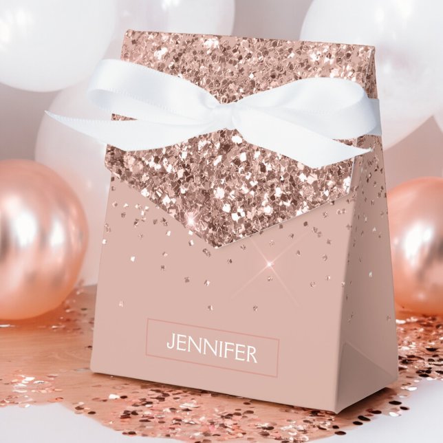 Ballotins Rose Gold Pailleté Monogramme Nom Rose Blush (Créateur téléchargé)
