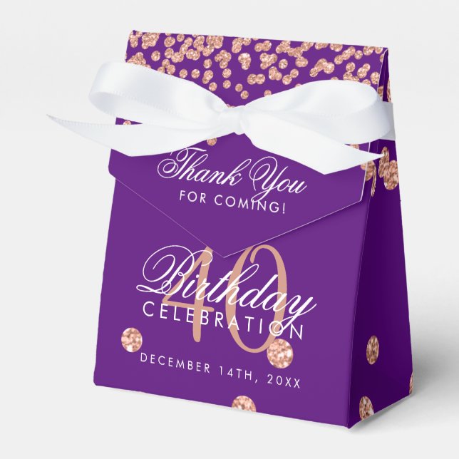 Ballotins Rose Gold Purple 40e anniversaire Merci Confetti (Verso)