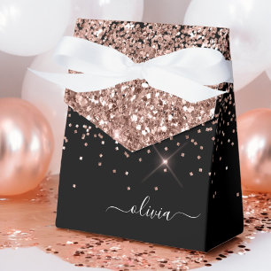 Ballotins Rose Gold Rose Pâle Paillettes Noir Monogramme Nom
