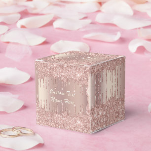 Ballotins Rose Gold Wedding Favor Boxes avec texte personnal