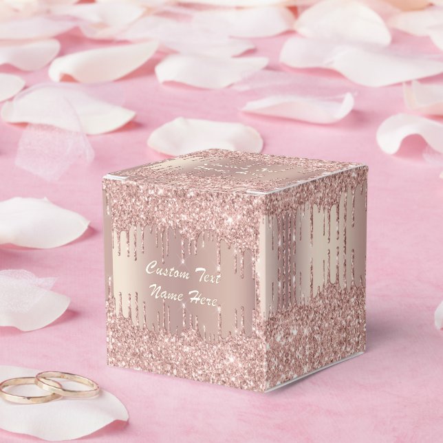 Ballotins Rose Gold Wedding Favor Boxes avec texte personnal (Mariage)