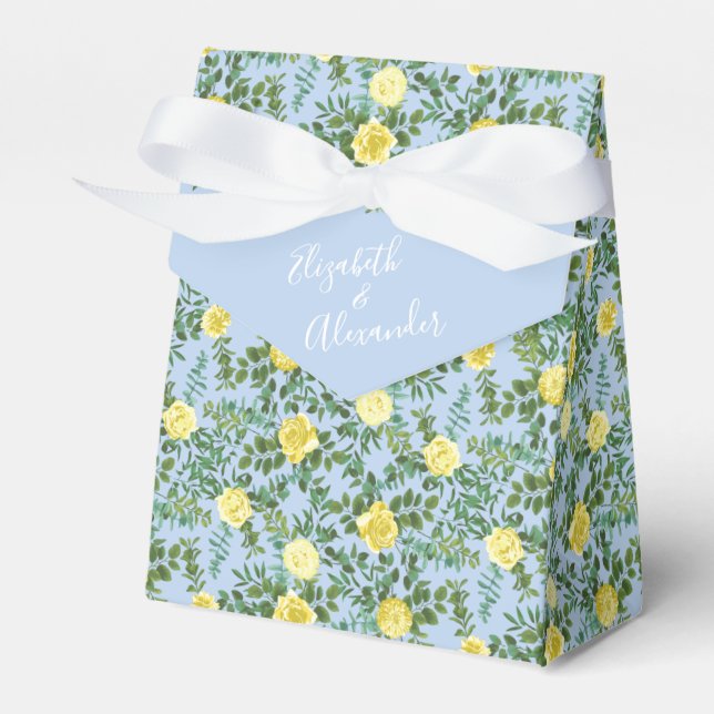 Ballotins Rose jaune Mariage Vintage Floral bleu (Verso)