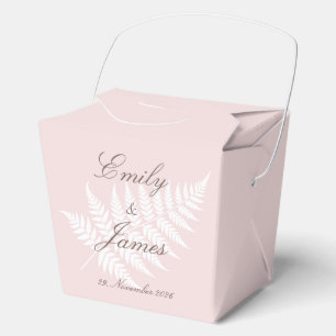 Ballotins Rose Pâle Blanc Fougère Moyen Emballage Cadeau Fêt