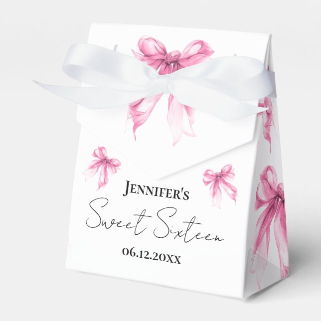Ballotins Rose Pâle Nœud Coquette Écriture Merci Sweet 16  (Verso)
