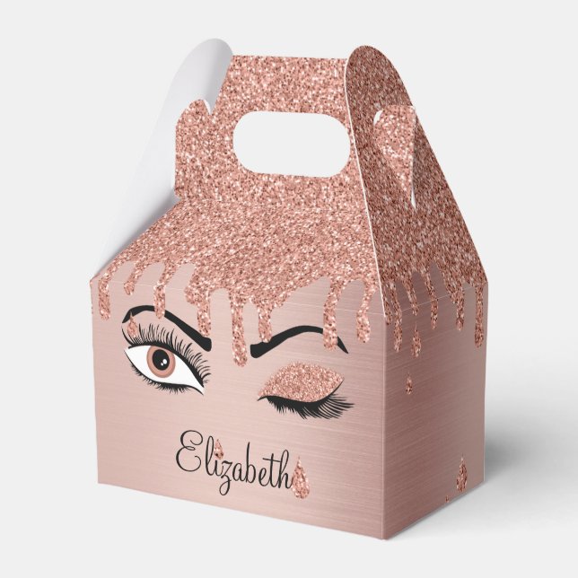 Ballotins Rose Pink Gold Eyelashes Dripping Glitter (Verso)