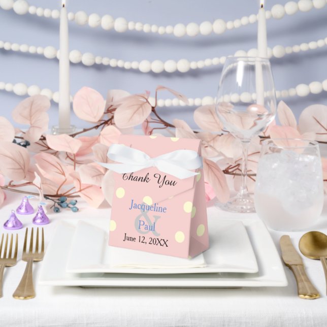 Ballotins Rose Quartz Crème Bleue Pois Mariage (Mariage)