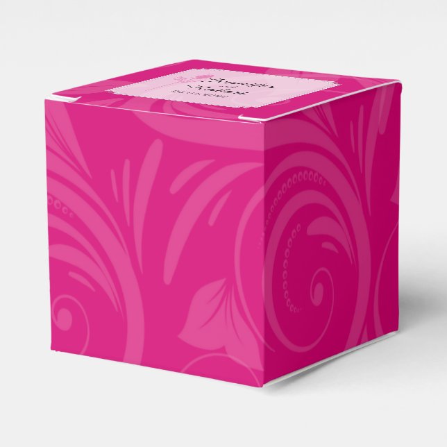 Ballotins Rose rose graphique boîte de préférence de mariage (Verso)