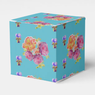 Ballotins Rose rouge Shabby Chic Turquoise Aqua Floral Favor