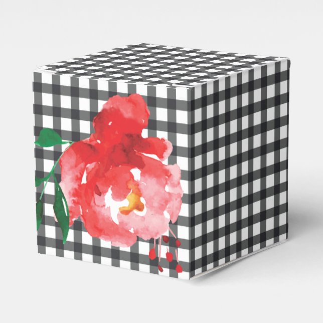 Ballotins Rose sur Gingham Noir et Blanc 2" (Verso)