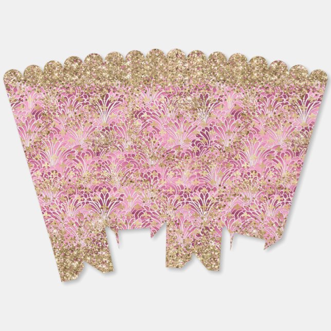 Ballotins Rose Violet Abstrait Floral Pailleté Or Moderne (Déplié)