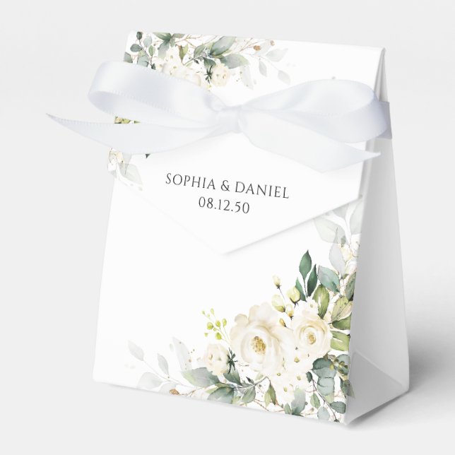 Ballotins Roses Blanches Floral Mariage Faveur Box (Verso)