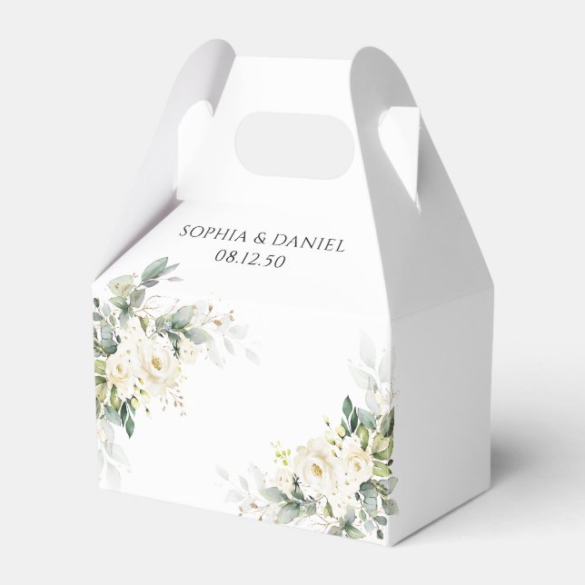 Ballotins Roses Blanches Floral Mariage Faveur Box (Verso)