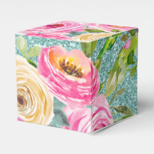 Ballotins Roses d'aquarelle en Parties scintillant Aqua Pers