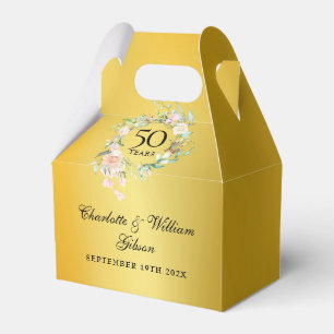Ballotins Roses Floral 50e anniversaire de mariage or