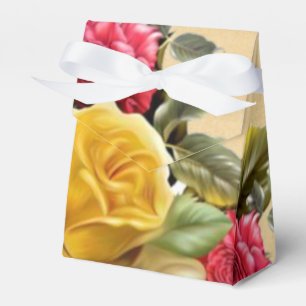 Ballotins Roses Florales Rouge et Jaune Vintage