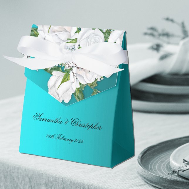 Ballotins Roses nuptiaux blancs sur Mariage turquoise (Créateur téléchargé)