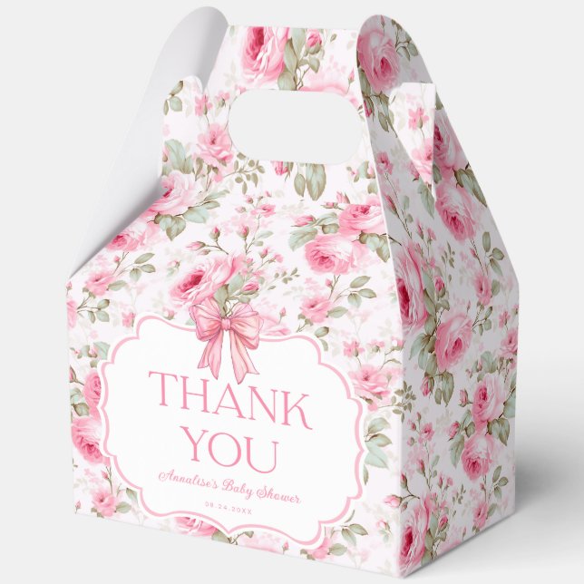 Ballotins Roses roses roses rose Bow fille Baby shower Merci (Recto)