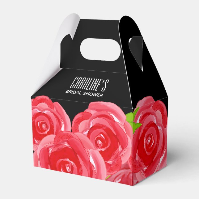 Ballotins Roses rouges à l'aquarelle Style Floral Gable (Verso)