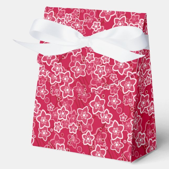 Ballotins rouge blanc floral rustique mode motif rétro (Recto)