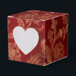 Ballotins Rouge cramoisi et or vintage damassé<br><div class="desc">Boîte à cadeaux en velours rouge cramoisi et or faux damassé floral vintage.</div>