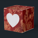 Ballotins Rouge cramoisi et or vintage damassé<br><div class="desc">Boîte à cadeaux en velours rouge cramoisi et or faux damassé floral vintage.</div>