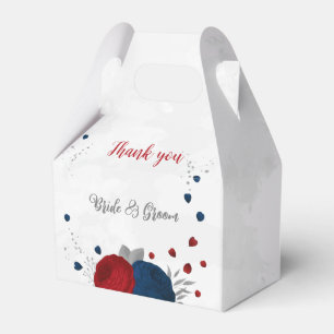 Ballotins rouge et bleu marine fleurs argent mariage botaniq