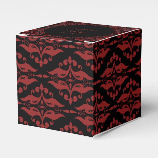Ballotins Rouge et Noir Damas gothique Mariage Favor Box (Verso)