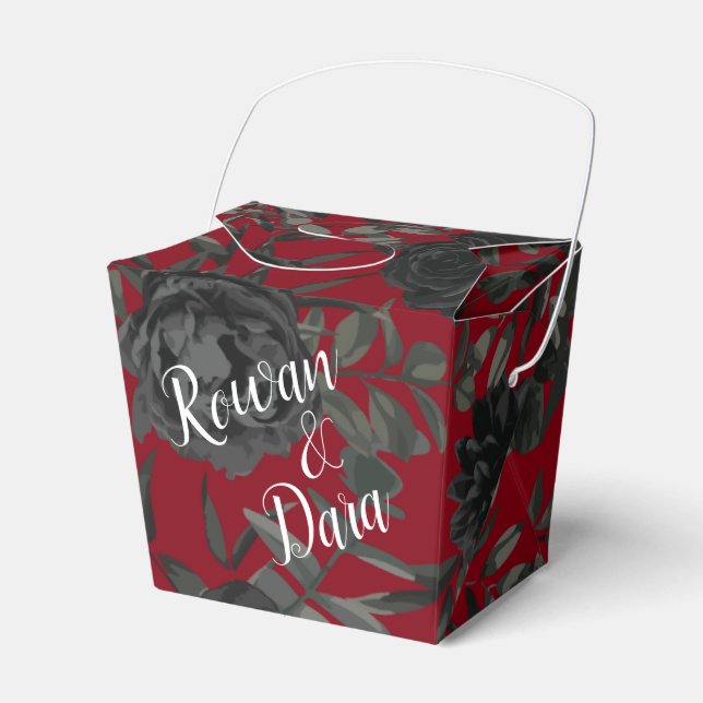 Ballotins Rouge et noir Rose gothique mariage Favor Box (Verso)