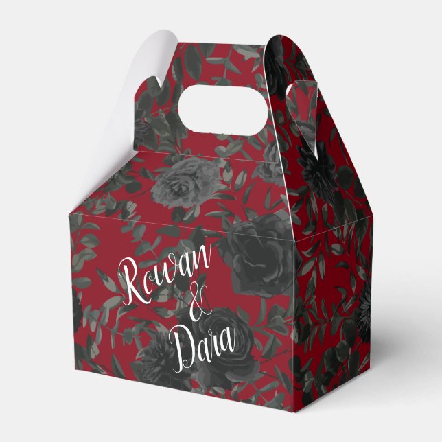 Ballotins Rouge et noir Rose gothique mariage Favor Box (Verso)