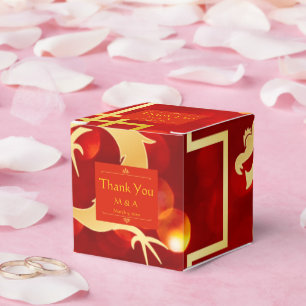 Ballotins Rouge et or Dragon boîte de mariage Favor