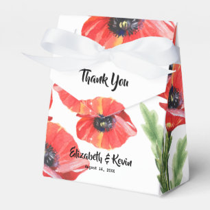 Ballotins Rouge Poppies Mariage Favor Box