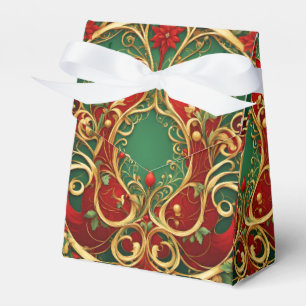 Ballotins Rouge Vert Floral Noël boîte cadeau de Noël