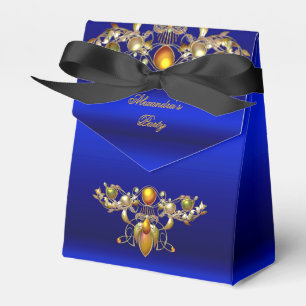 Ballotins Royal Blue Jeweled Black Gold Party Favoriser Box