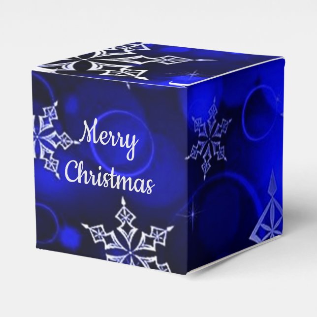 Ballotins Royal Blue Snowflake Motif Cube (Verso)