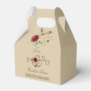 Ballotins Royal Bourgogne Gold Flowers Monogram Mariage