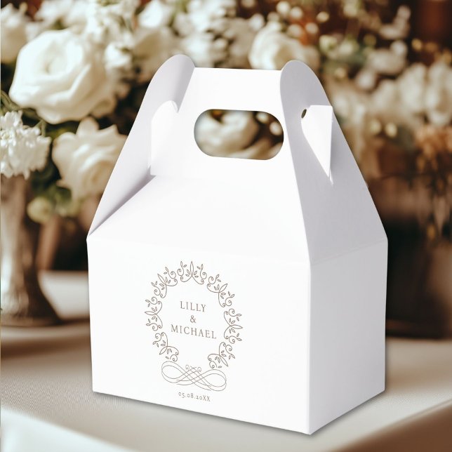 Ballotins Royal, Elégant, Mariage (Customer-specific, elegant, royal, crest Wedding Favor Boxes with your name & date. Just edit your p)